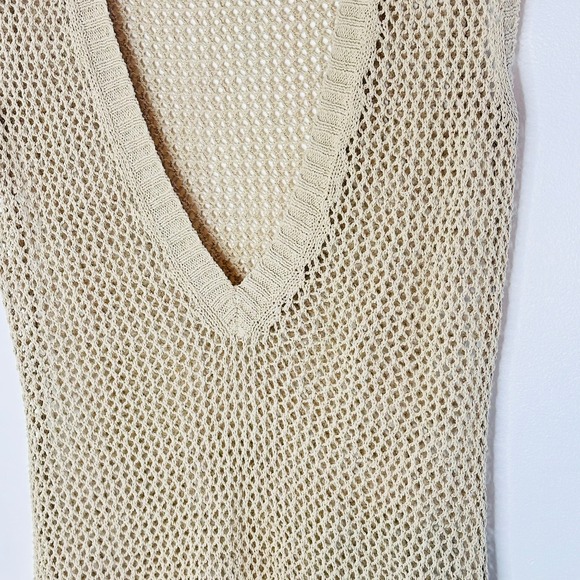ANN TAYLOR LOFT Womens Tan open Knit Sweater Vest Size S Coastal Chic beachy - Picture 3 of 7